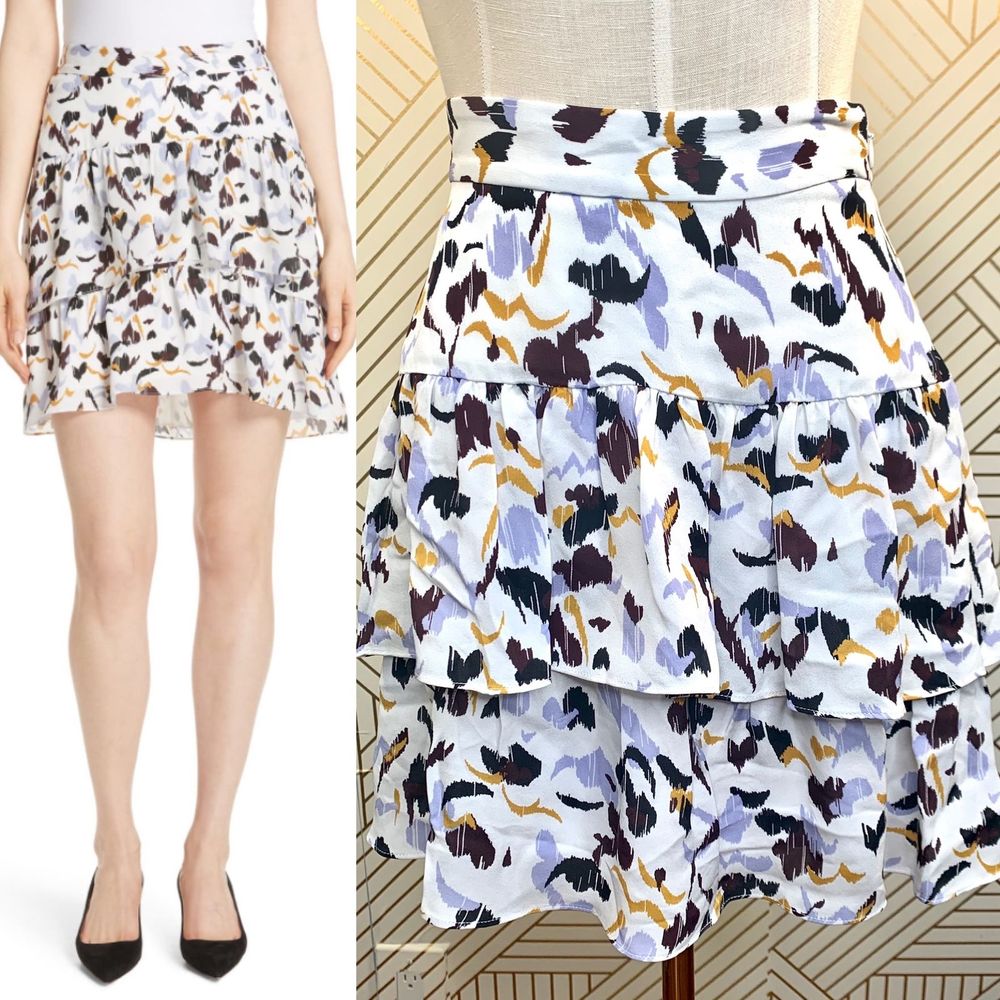 A.L.C. Baxter Silk Skirt in Lilac Multi Print